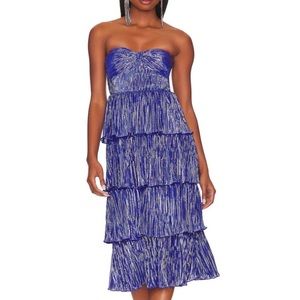 Lovers and Friends blue tier ruffle dress.